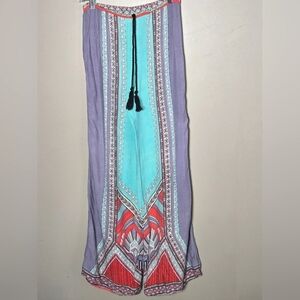 Shrinking Violet Boho Hippie Bell Bottom Lightweight Festival Pants, Small